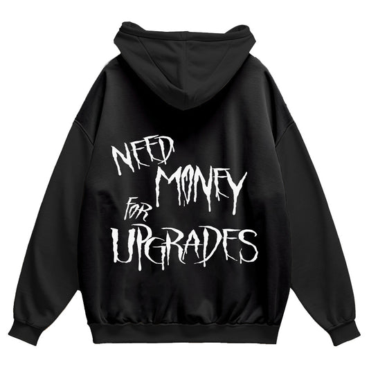 Short Sleeve Hoodie Oversized Black - I Need Money for Upgrades