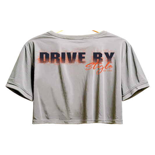 Cropped T-Shirt drive by style women gray