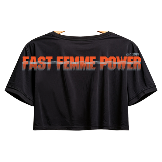 Cropped T-Shirt fast femme power women black