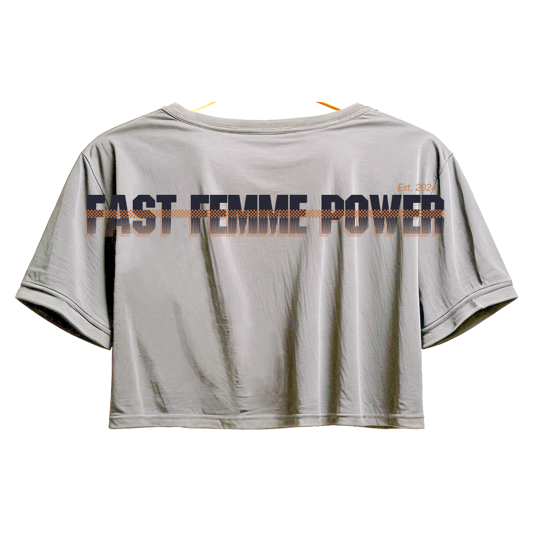 Cropped T-Shirt fast femme power women gray