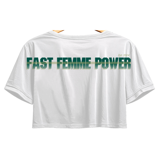 Cropped T-Shirt fast femme power women white