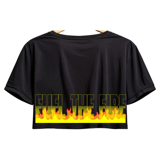 Cropped T-Shirt fuel the fire women black