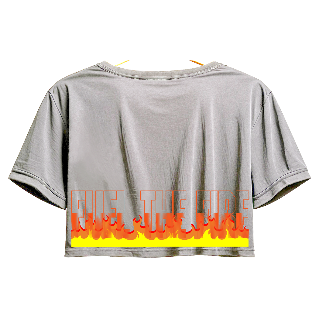 Cropped T-Shirt fuel the fire women gray