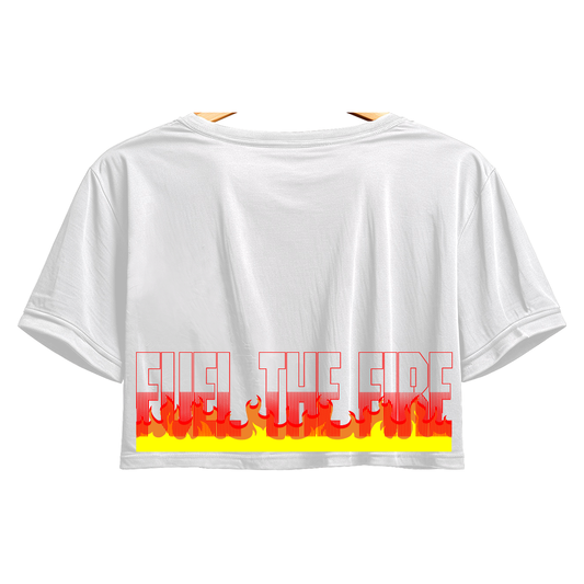 Cropped T-Shirt fuel the fire women white