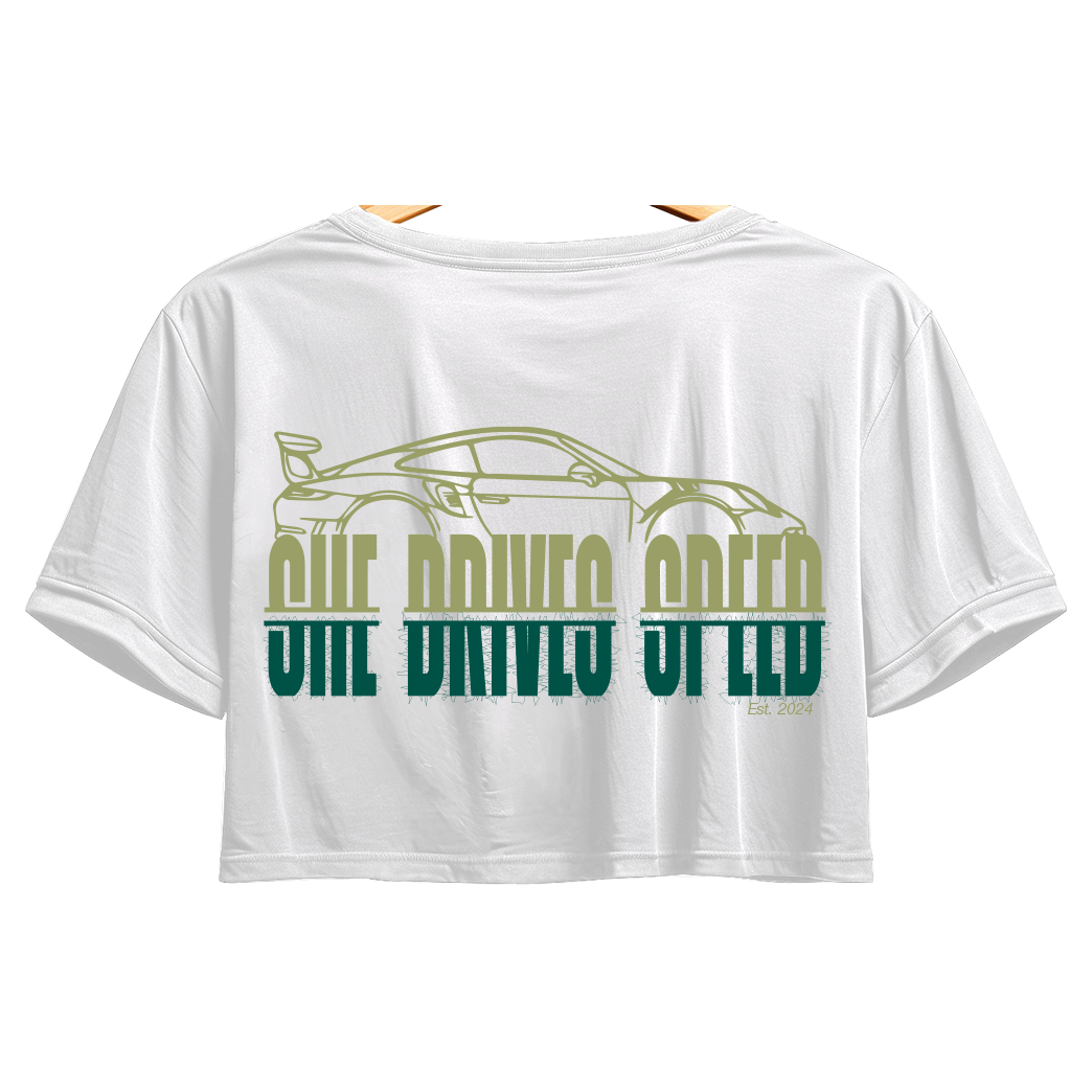 Cropped T-Shirt she drives speed women white