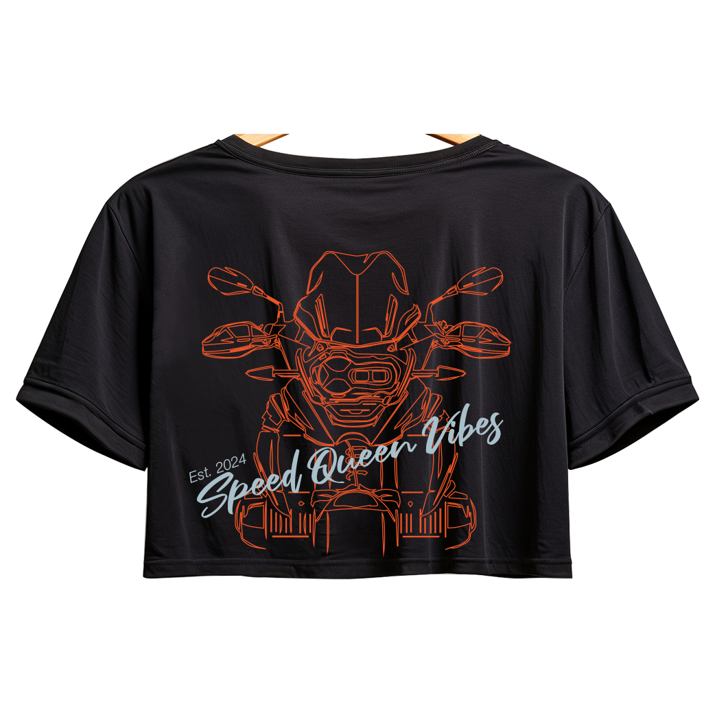 Cropped T-Shirt speed queen vibes women black