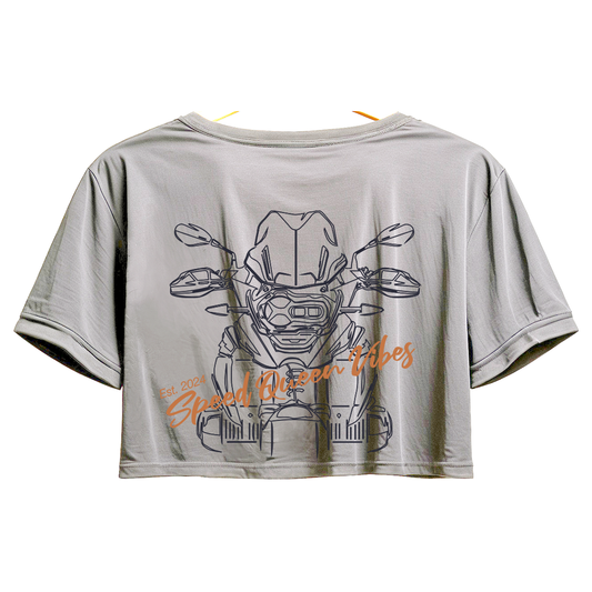 Cropped T-Shirt speed queen vibes women gray